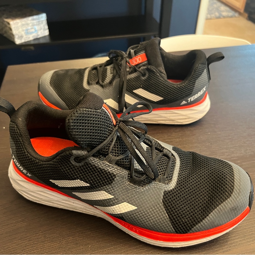 Adidas Terrex-Two Sneakers Black/White/Solar Red Men's Running Shoes Sz: 12